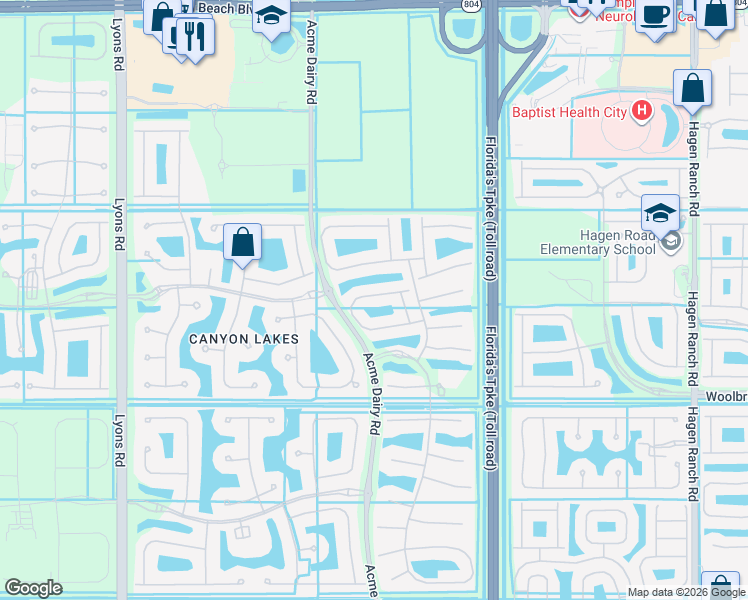 map of restaurants, bars, coffee shops, grocery stores, and more near 8307 Calabria Lakes Drive in Boynton Beach