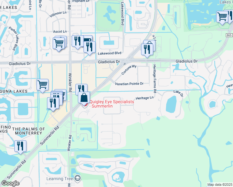 map of restaurants, bars, coffee shops, grocery stores, and more near 3667 Liberty Square in Fort Myers
