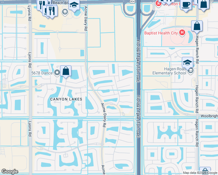 map of restaurants, bars, coffee shops, grocery stores, and more near 8219 Calabria Lakes Drive in Boynton Beach