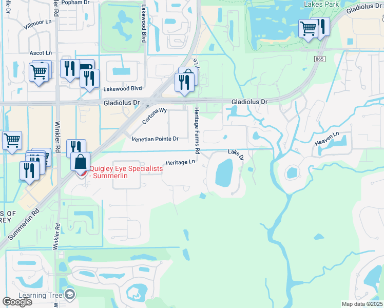 map of restaurants, bars, coffee shops, grocery stores, and more near 3513 Heritage Lane in Fort Myers