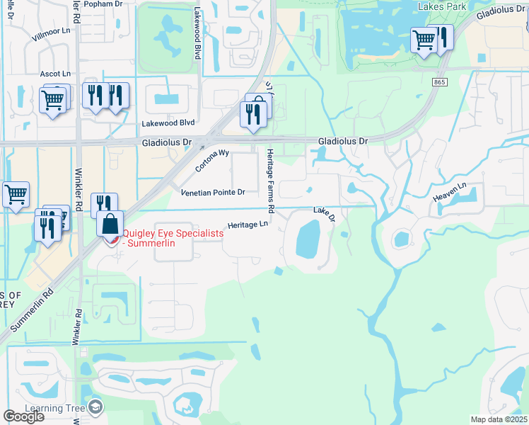 map of restaurants, bars, coffee shops, grocery stores, and more near 3513 Heritage Lane in Fort Myers