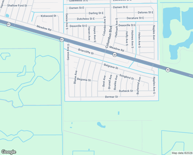 map of restaurants, bars, coffee shops, grocery stores, and more near 1250 Columbus Boulevard in Fort Myers