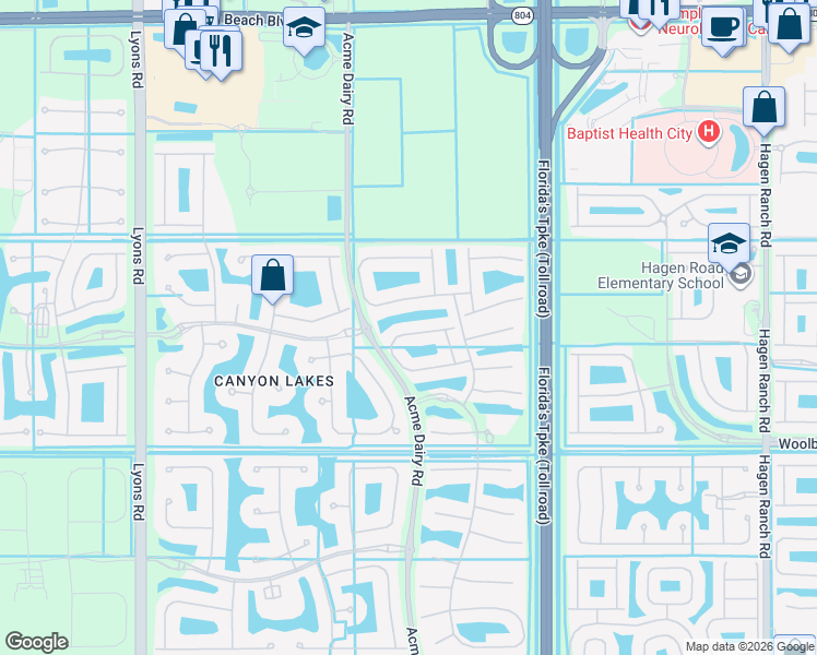 map of restaurants, bars, coffee shops, grocery stores, and more near 8307 Calabria Lakes Drive in Boynton Beach