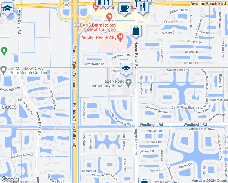 map of restaurants, bars, coffee shops, grocery stores, and more near 7654 Topiary Avenue in Boynton Beach