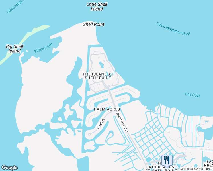 map of restaurants, bars, coffee shops, grocery stores, and more near 15071 Shell Point Boulevard in Fort Myers