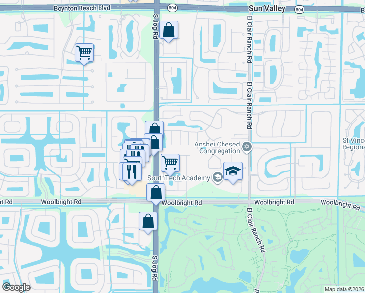 map of restaurants, bars, coffee shops, grocery stores, and more near 10732 Mandya Court in Boynton Beach