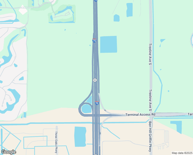 map of restaurants, bars, coffee shops, grocery stores, and more near Highway 93 in Fort Myers