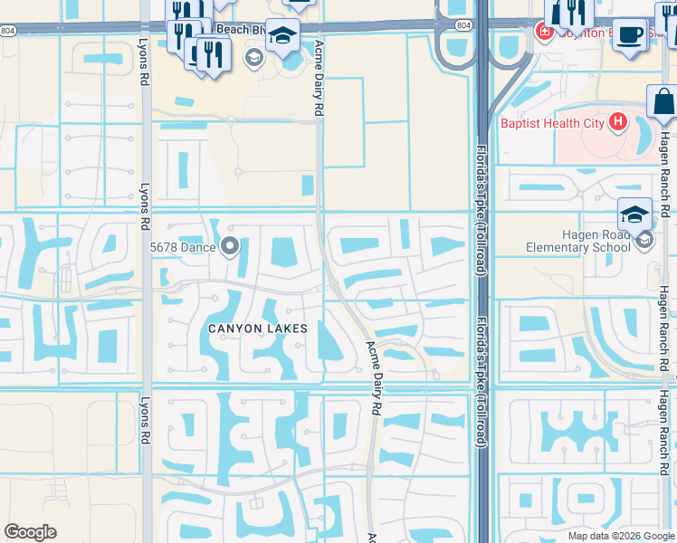 map of restaurants, bars, coffee shops, grocery stores, and more near 8441 Serena Creek Avenue in Boynton Beach