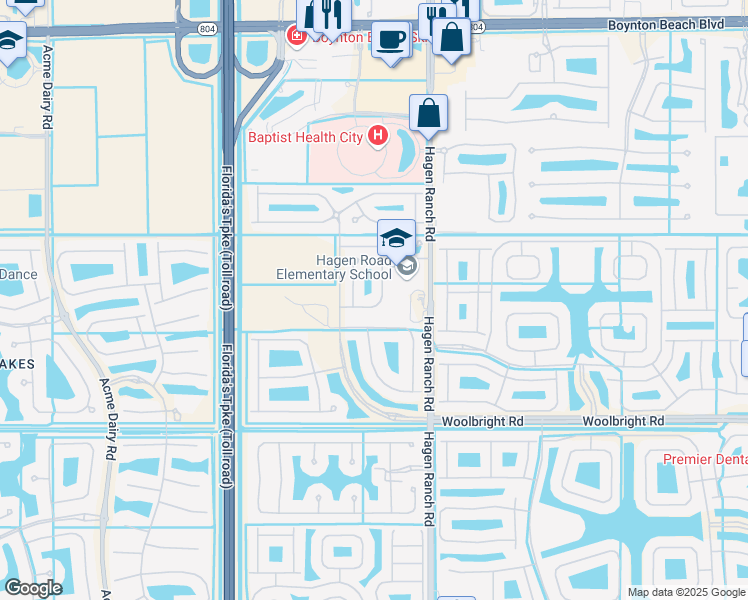 map of restaurants, bars, coffee shops, grocery stores, and more near 7617 Topiary Avenue in Boynton Beach