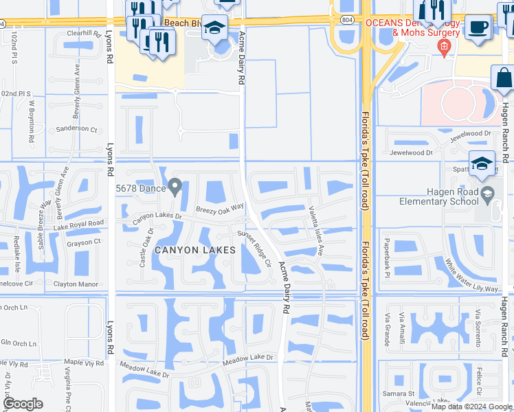 map of restaurants, bars, coffee shops, grocery stores, and more near 8441 Serena Creek Avenue in Boynton Beach