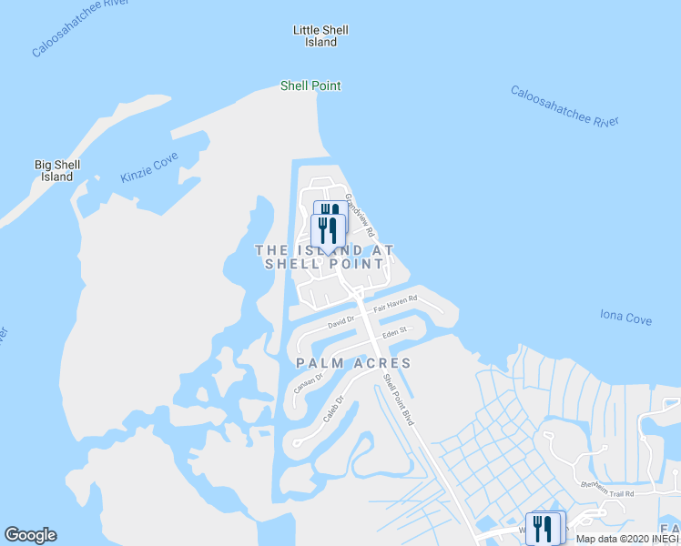 map of restaurants, bars, coffee shops, grocery stores, and more near Grandview Road in Fort Myers