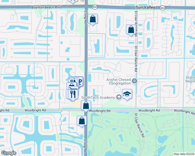 map of restaurants, bars, coffee shops, grocery stores, and more near 10732 Mandya Court in Boynton Beach