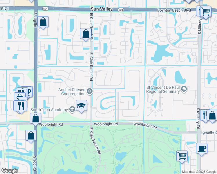 map of restaurants, bars, coffee shops, grocery stores, and more near 10596 Sunset Isles Court in Boynton Beach