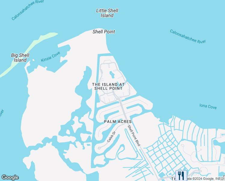 map of restaurants, bars, coffee shops, grocery stores, and more near 15071 Shell Point Boulevard in Fort Myers