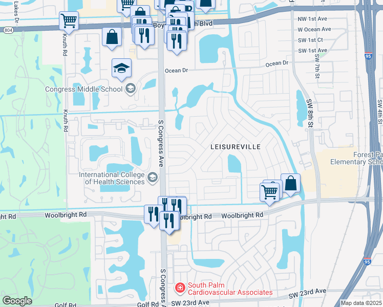 map of restaurants, bars, coffee shops, grocery stores, and more near 2379 Southwest 9th Avenue in Boynton Beach