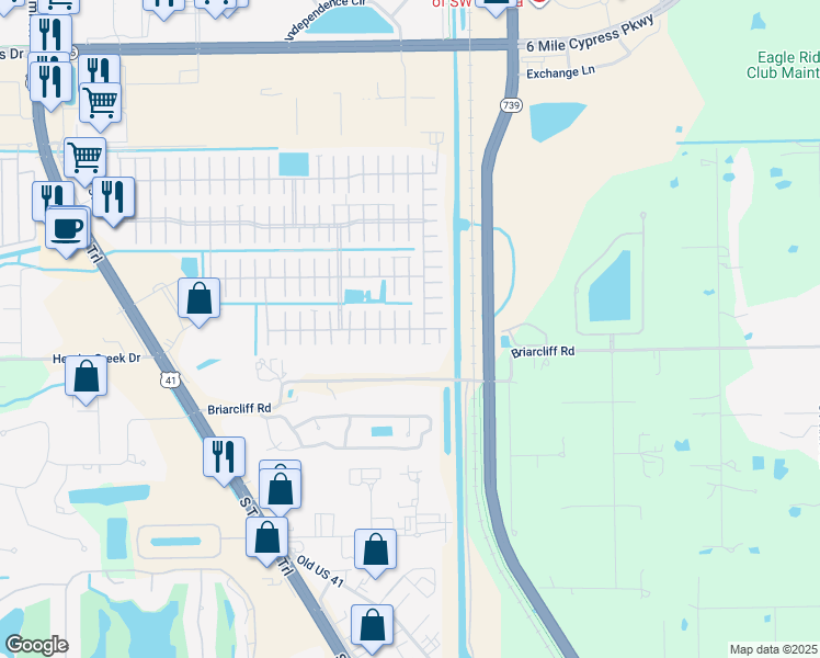 map of restaurants, bars, coffee shops, grocery stores, and more near 42 Vinales Court in Fort Myers