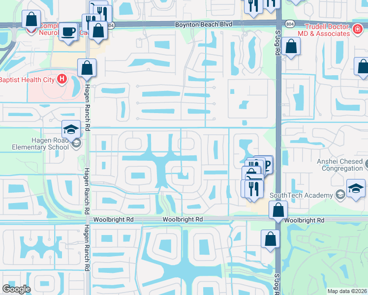 map of restaurants, bars, coffee shops, grocery stores, and more near 7041 Springville Cove in Boynton Beach