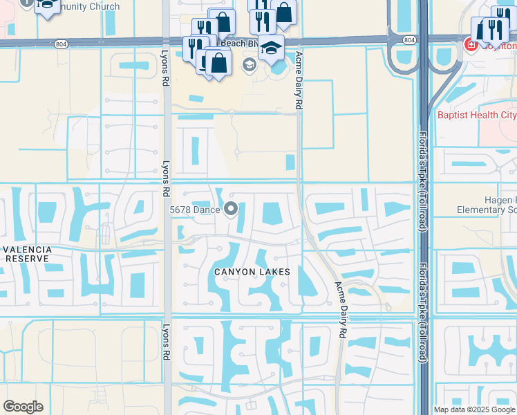 map of restaurants, bars, coffee shops, grocery stores, and more near 10586 Hilltop Meadow Point in Boynton Beach