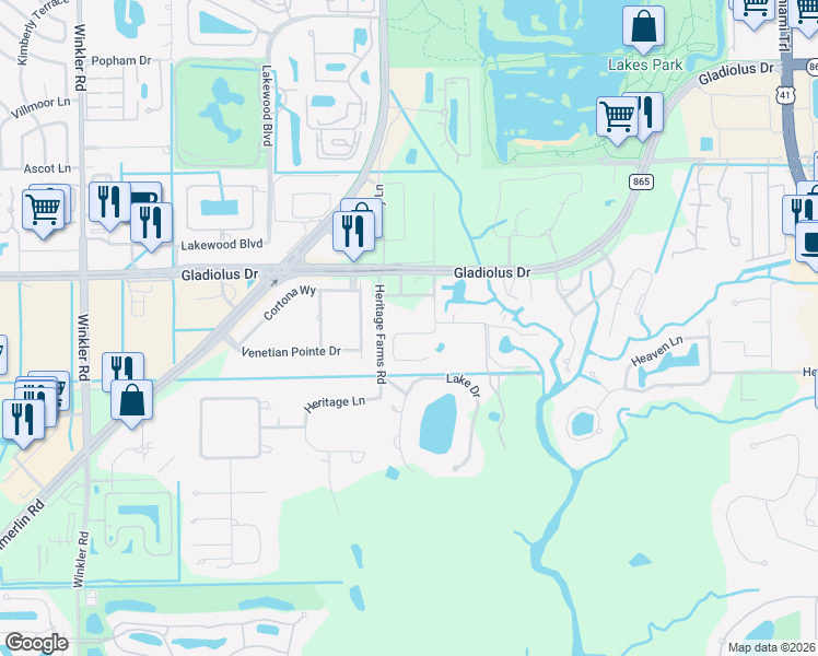 map of restaurants, bars, coffee shops, grocery stores, and more near 7912 Sandel Wood Circle West in Fort Myers