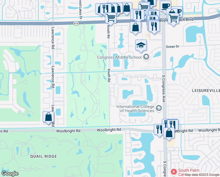 map of restaurants, bars, coffee shops, grocery stores, and more near Belmont Place in Boynton Beach