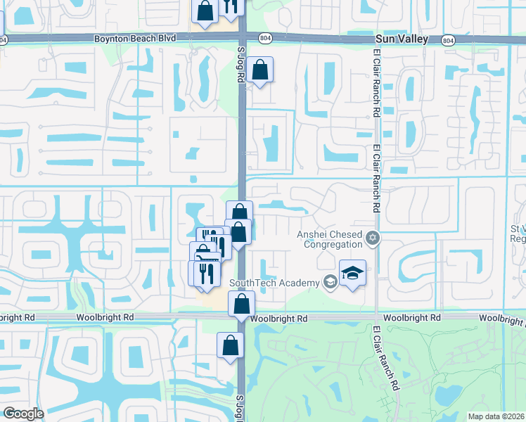 map of restaurants, bars, coffee shops, grocery stores, and more near 6435 Indian Wells Boulevard in Boynton Beach