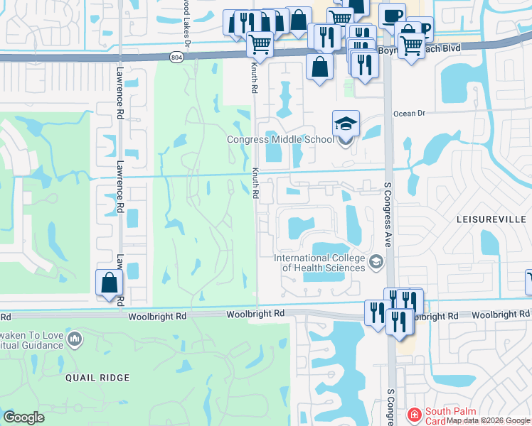 map of restaurants, bars, coffee shops, grocery stores, and more near Belmont Place in Boynton Beach