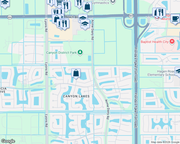 map of restaurants, bars, coffee shops, grocery stores, and more near 10560 Walnut Valley Drive in Boynton Beach