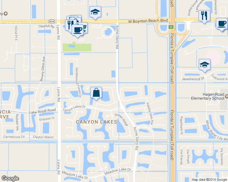 map of restaurants, bars, coffee shops, grocery stores, and more near 10560 Walnut Valley Drive in Boynton Beach