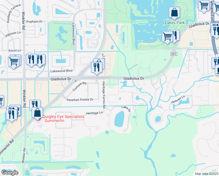 map of restaurants, bars, coffee shops, grocery stores, and more near 7981 Gladiolus Drive in Fort Myers