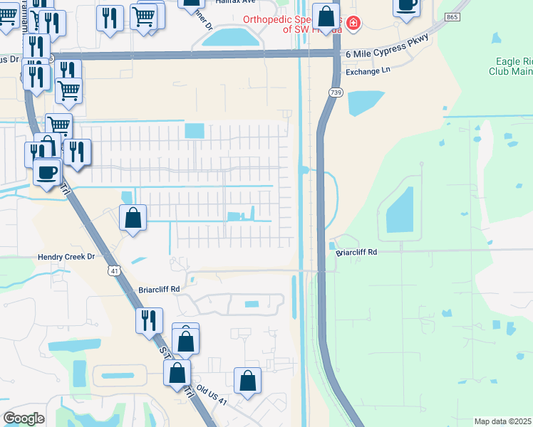 map of restaurants, bars, coffee shops, grocery stores, and more near 62 Verlo Court in Fort Myers