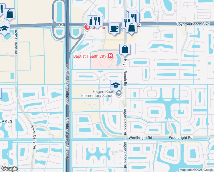 map of restaurants, bars, coffee shops, grocery stores, and more near 7655 Spatterdock Drive in Boynton Beach