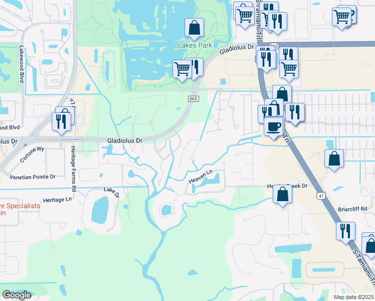 map of restaurants, bars, coffee shops, grocery stores, and more near 7138 Shannon Boulevard in Fort Myers