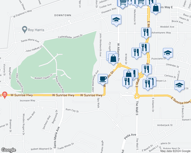 map of restaurants, bars, coffee shops, grocery stores, and more near in Freeport