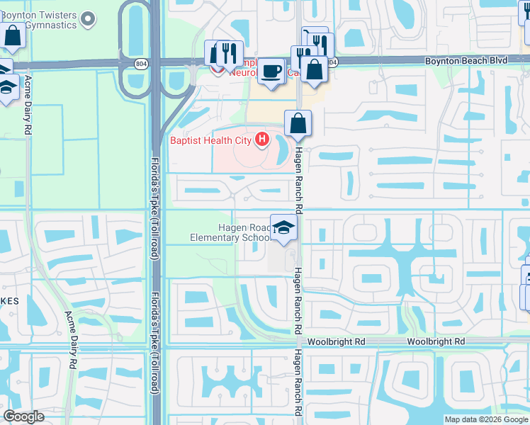map of restaurants, bars, coffee shops, grocery stores, and more near 7701 Spatterdock Drive in Boynton Beach