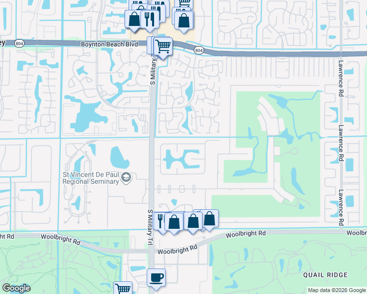 map of restaurants, bars, coffee shops, grocery stores, and more near 10539 Fern Tree Way in Boynton Beach