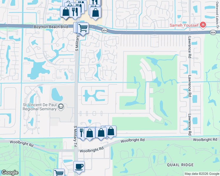 map of restaurants, bars, coffee shops, grocery stores, and more near 4856 Boxwood Circle in Boynton Beach
