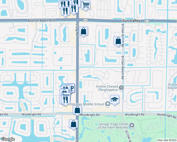 map of restaurants, bars, coffee shops, grocery stores, and more near 6404 Park Lake Circle in Boynton Beach