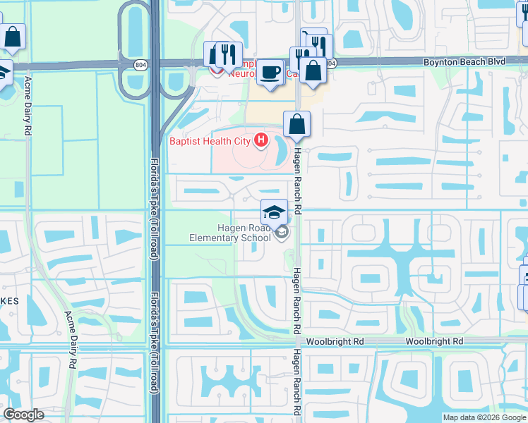 map of restaurants, bars, coffee shops, grocery stores, and more near 7701 Spatterdock Drive in Boynton Beach