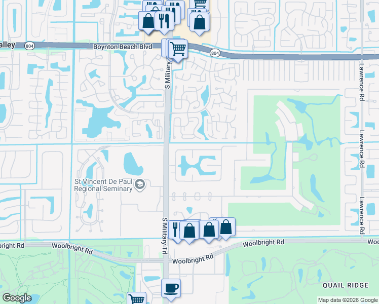 map of restaurants, bars, coffee shops, grocery stores, and more near 10539 Fern Tree Way in Boynton Beach