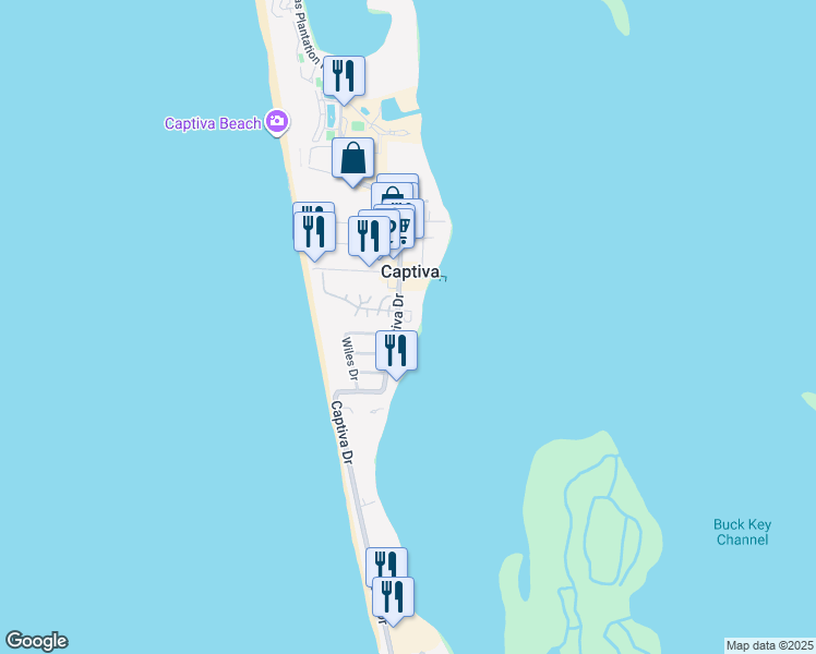 map of restaurants, bars, coffee shops, grocery stores, and more near 15127 Captiva Drive in Captiva