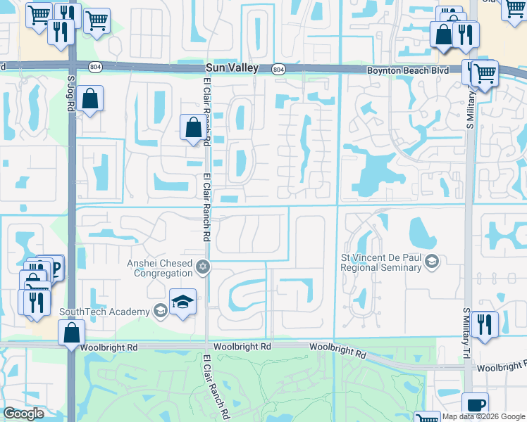 map of restaurants, bars, coffee shops, grocery stores, and more near 5891 Royal Isles Boulevard in Boynton Beach