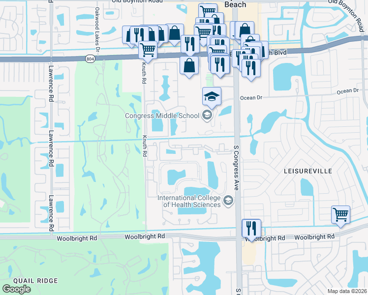 map of restaurants, bars, coffee shops, grocery stores, and more near 1700 Stonehaven Drive in Boynton Beach