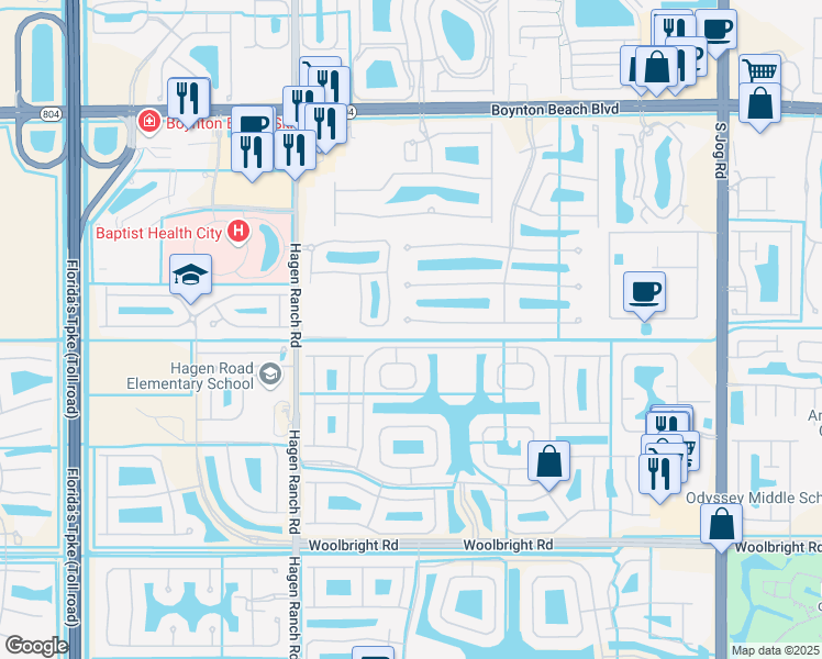 map of restaurants, bars, coffee shops, grocery stores, and more near 7043 Antinori Lane in Boynton Beach