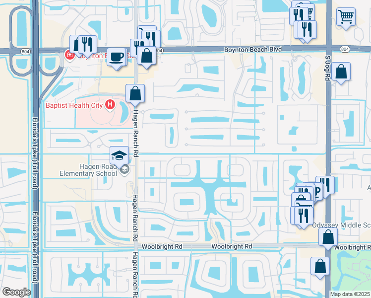 map of restaurants, bars, coffee shops, grocery stores, and more near 7043 Antinori Lane in Boynton Beach