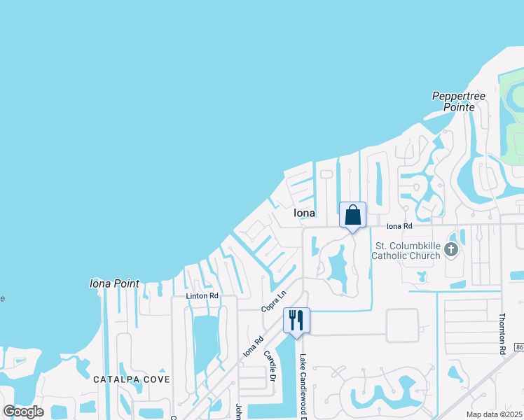 map of restaurants, bars, coffee shops, grocery stores, and more near 15251 Tahitian Drive in Fort Myers