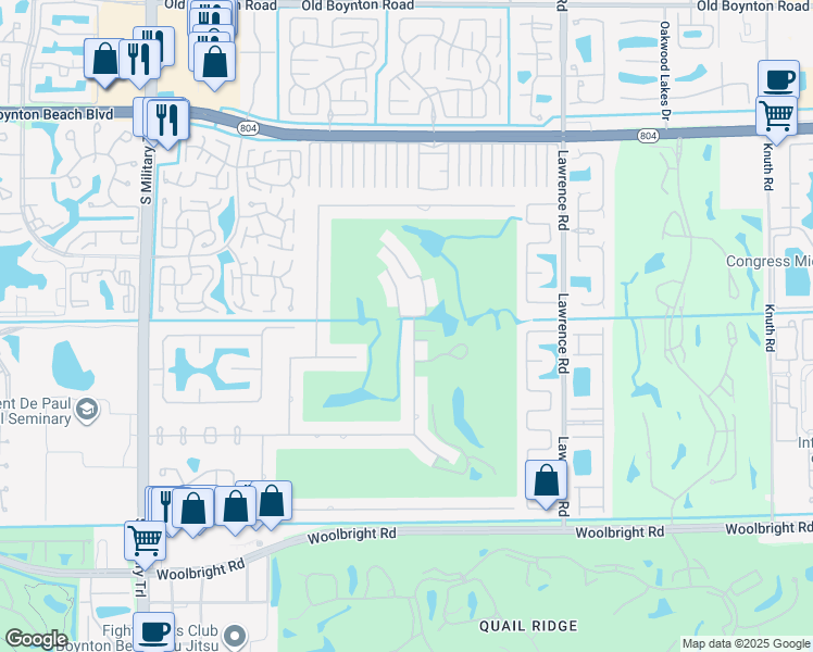 map of restaurants, bars, coffee shops, grocery stores, and more near 10519 Pine Tree Terrace in Boynton Beach