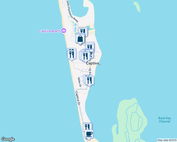 map of restaurants, bars, coffee shops, grocery stores, and more near in Captiva