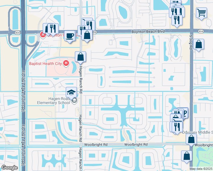 map of restaurants, bars, coffee shops, grocery stores, and more near 7283 Briella Drive in Boynton Beach