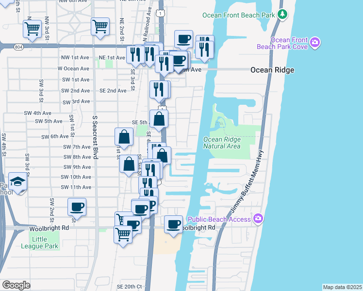 map of restaurants, bars, coffee shops, grocery stores, and more near 348 Horizon West in Boynton Beach