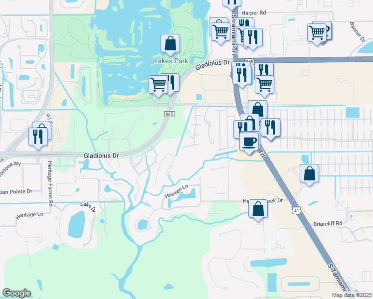 map of restaurants, bars, coffee shops, grocery stores, and more near 15196 Parkside Drive in Fort Myers